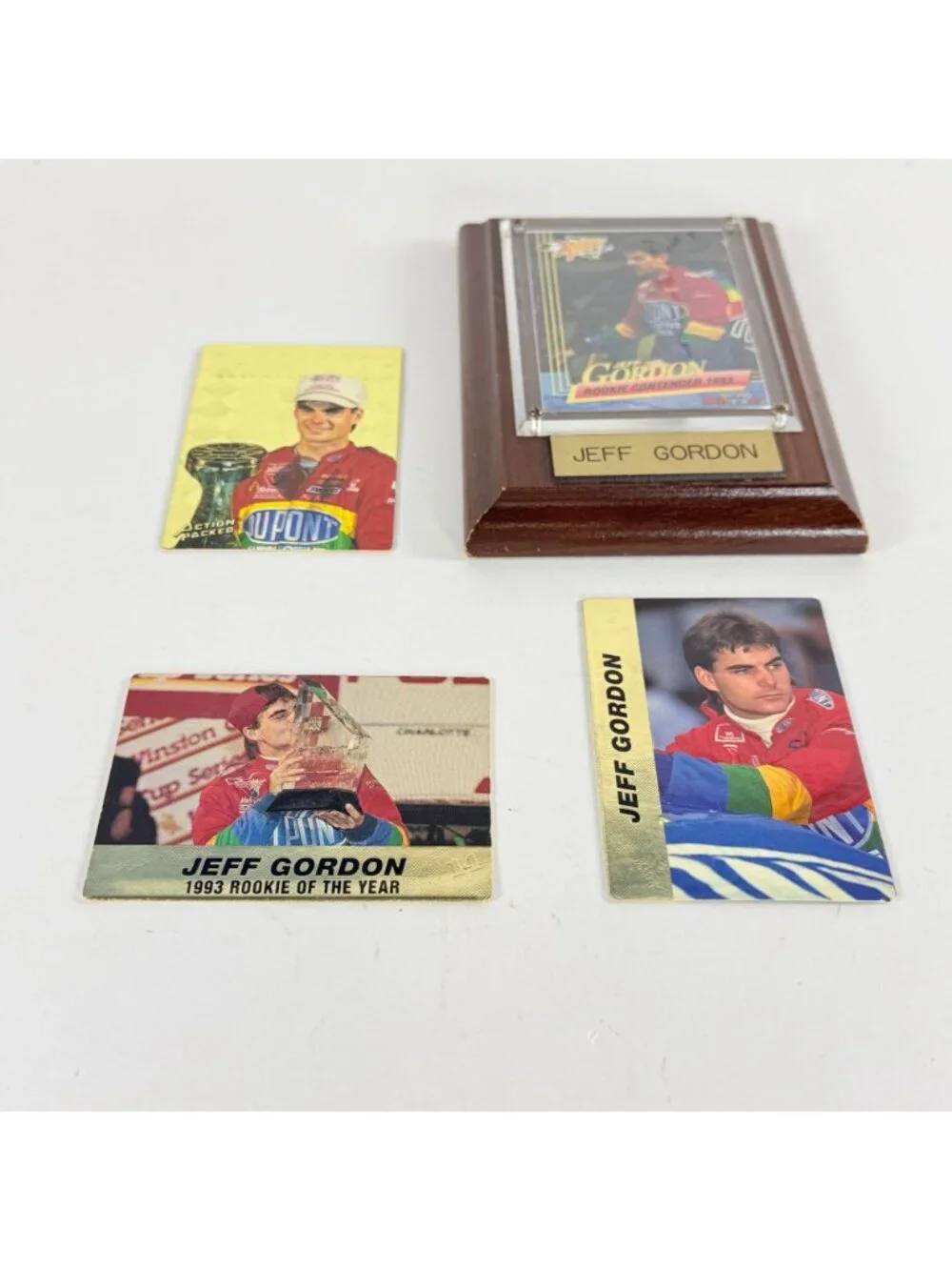 Jeff Gordon 1993 Rookie Plaque With 3 Trading Cards NASCAR Contenders Set